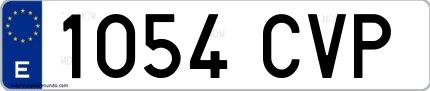 Ejemplo de matrícula española 1054 CVP