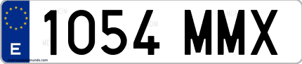 Ejemplo de matrícula de coche ordinaria 1054 MMX