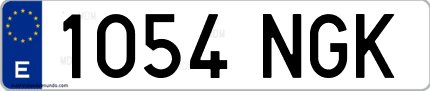 Ejemplo de matrícula de coche ordinaria 1054 NGK