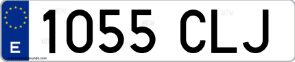Ejemplo de matrícula de coche ordinaria 1055 CLJ