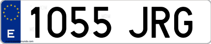 Ejemplo de matrícula de coche ordinaria 1055 JRG