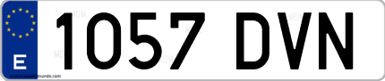 Ejemplo de matrícula de coche ordinaria 1057 DVN