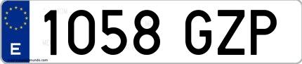Ejemplo de matrícula española 1058 GZP