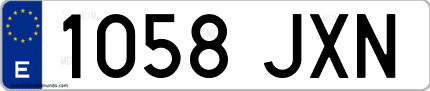 Ejemplo de matrícula de coche ordinaria 1058 JXN