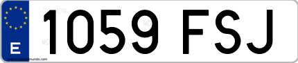 Ejemplo de matrícula de coche ordinaria 1059 FSJ