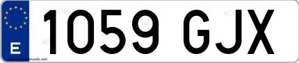 Ejemplo de matrícula española 1059 GJX