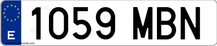 Ejemplo de matrícula de coche ordinaria 1059 MBN