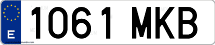Ejemplo de matrícula de coche ordinaria 1061 MKB