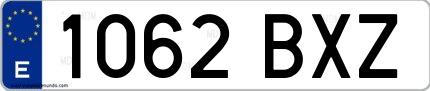 Ejemplo de matrícula española 1062 BXZ