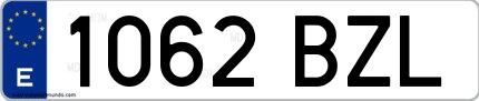Ejemplo de matrícula española 1062 BZL
