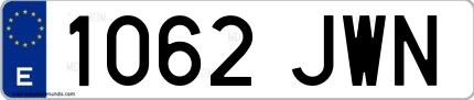 Ejemplo de matrícula española 1062 JWN