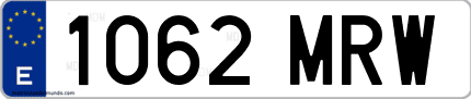 Ejemplo de matrícula de coche ordinaria 1062 MRW