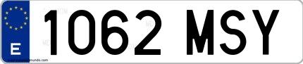 Ejemplo de matrícula española 1062 MSY