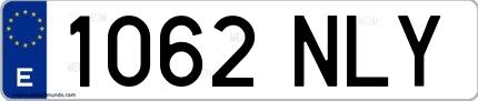 Ejemplo de matrícula española 1062 NLY