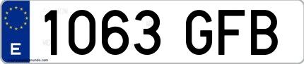 Ejemplo de matrícula española 1063 GFB
