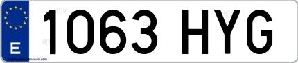 Ejemplo de matrícula española 1063 HYG