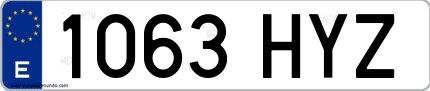 Ejemplo de matrícula española 1063 HYZ