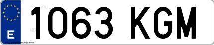 Ejemplo de matrícula española 1063 KGM