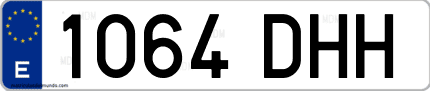 Ejemplo de matrícula de coche ordinaria 1064 DHH