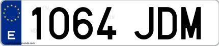 Ejemplo de matrícula española 1064 JDM