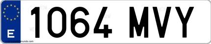 Ejemplo de matrícula española 1064 MVY