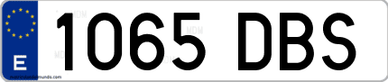 Ejemplo de matrícula de coche ordinaria 1065 DBS