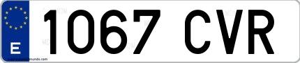 Ejemplo de matrícula española 1067 CVR