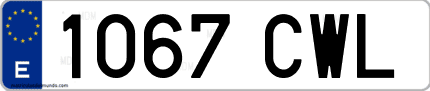 Ejemplo de matrícula de coche ordinaria 1067 CWL