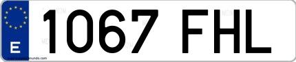 Ejemplo de matrícula española 1067 FHL