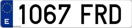 Ejemplo de matrícula de coche ordinaria 1067 FRD