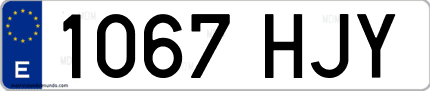 Ejemplo de matrícula de coche ordinaria 1067 HJY