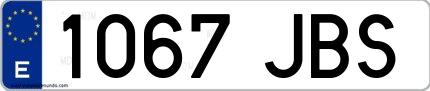 Ejemplo de matrícula española 1067 JBS