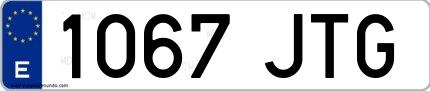 Ejemplo de matrícula española 1067 JTG