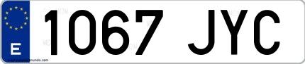 Ejemplo de matrícula española 1067 JYC