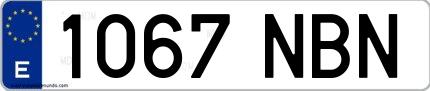 Ejemplo de matrícula española 1067 NBN