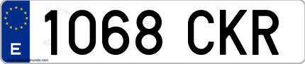 Ejemplo de matrícula de coche ordinaria 1068 CKR