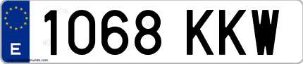 Ejemplo de matrícula de coche ordinaria 1068 KKW