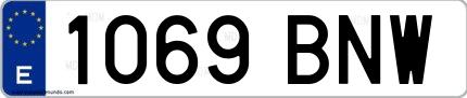 Ejemplo de matrícula española 1069 BNW