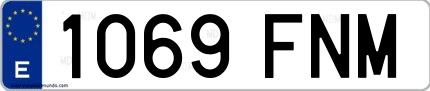 Ejemplo de matrícula española 1069 FNM