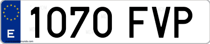 Ejemplo de matrícula de coche ordinaria 1070 FVP
