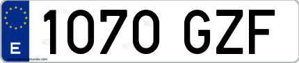 Ejemplo de matrícula de coche ordinaria 1070 GZF