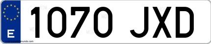 Ejemplo de matrícula española 1070 JXD