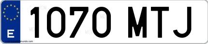 Ejemplo de matrícula española 1070 MTJ