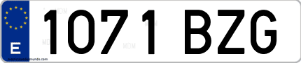Ejemplo de matrícula de coche ordinaria 1071 BZG