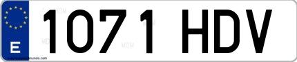 Ejemplo de matrícula española 1071 HDV