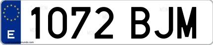 Ejemplo de matrícula española 1072 BJM