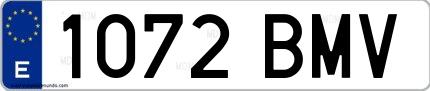 Ejemplo de matrícula española 1072 BMV