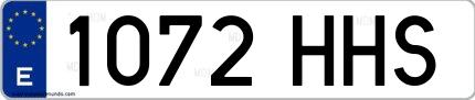 Ejemplo de matrícula española 1072 HHS