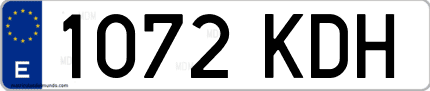Ejemplo de matrícula de coche ordinaria 1072 KDH