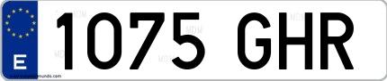 Ejemplo de matrícula española 1075 GHR